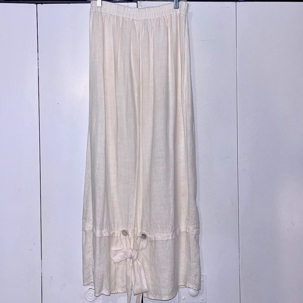 Dress To Kill by Jane Mohr 100% Linen Maxi Skirt Bow Tie at Back Hemline
